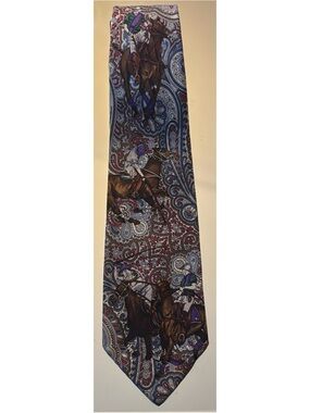 Vintage Rare Polo by Ralph Lauren  Paisley & Polo Players Silk Tie ~ Excellent